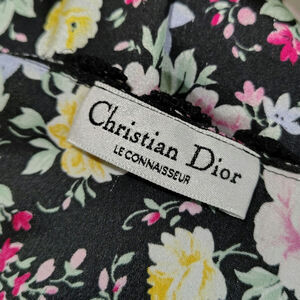 80s Pink Black Floral Christian Dior Pullover Nightgown Lounge Wear Dress Size S